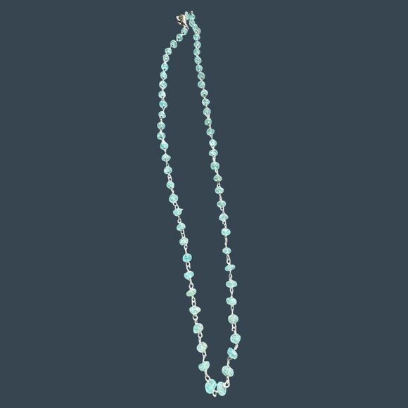 Vtg Aquamarine Gemstone Necklace Sterling Silver Chain & Lobster Clasp Boho - Picture 14 of 14